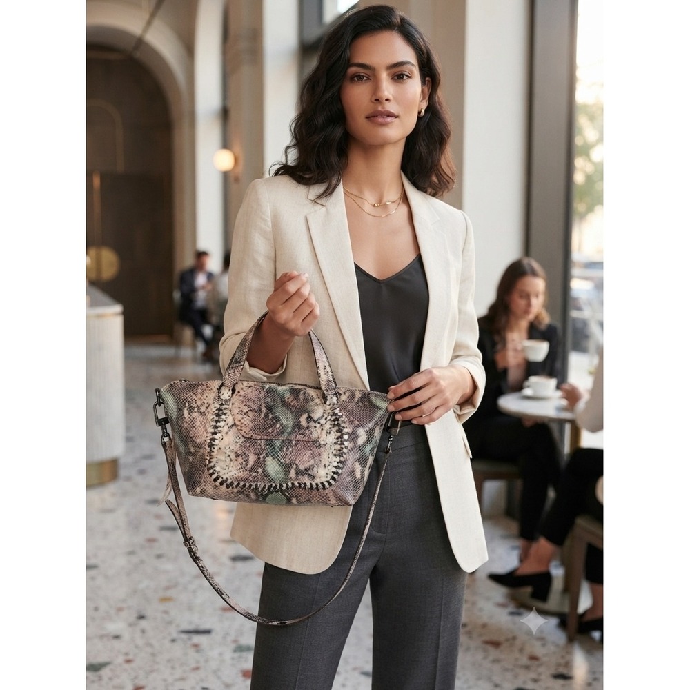 Aimee Kestenberg Tamitha Mini Satchel Snake Embossed Leather Crossbody Bag Multi